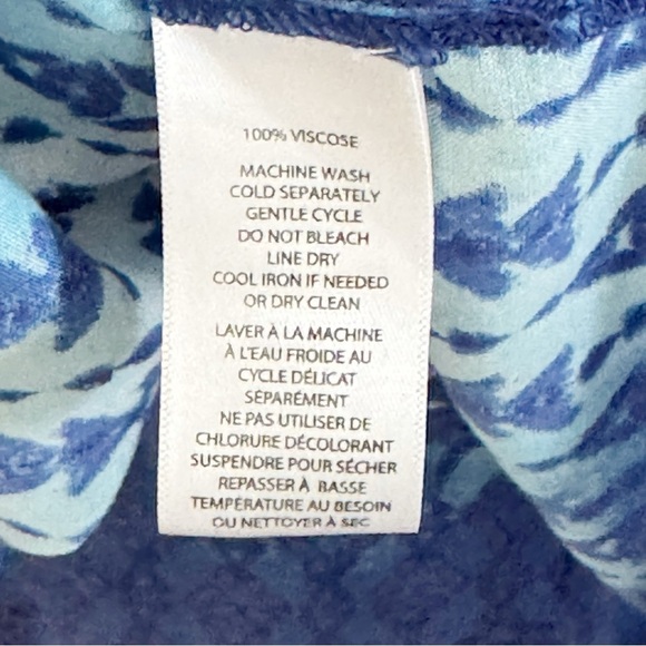 BeachLunchLounge Blue/White Boho Ikat Blouse Peasant Beachy Lightweight Medium - Picture 7 of 13